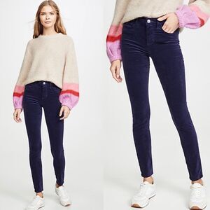 NWT L'AGENCE Marguerite Velvet High Rise Skinny Jeans in Star Blue 25